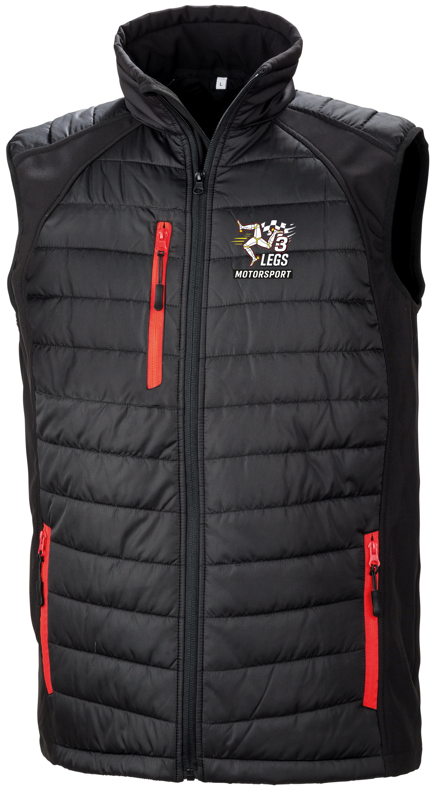 Padded Gilet - Black - Red Zips